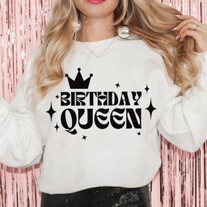 Birthday Queen Sweatshirt, Girl Birthday Sweater, Long Sleeve Crew Neck
